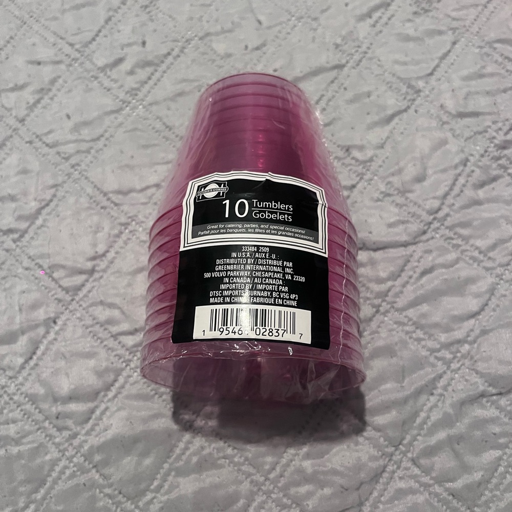 10-Pack Pink Plastic Tumblers - Party Supplies